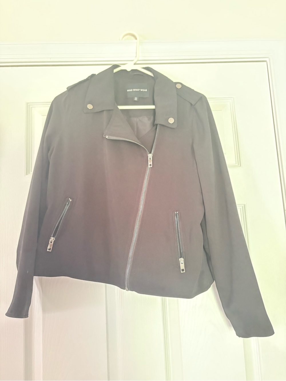 Who What Wear Black Asymmetrical Zip Moto Jacket